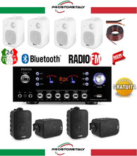 Load image into Gallery viewer, IMPIANTO AUDIO FILODIFFUSIONE 4 CASSE DA PARETE+AMPLIFICATORE+RADIO FM+BLUETOOTH