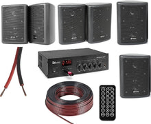 Carica l'immagine nel visualizzatore di Gallery, IMPIANTO AUDIO FILODIFFUSIONE + 4 CASSE DA PARETE+AMPLIFICATORE+RADIO FM+BLUETOOTH