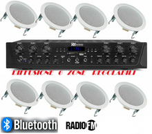 Carica l'immagine nel visualizzatore di Gallery, IMPIANTO AUDIO FILODIFFUSIONE BLUETOOTH 1 AMPLIFICATORE 8 CASSE RADIO FM 100 MT CAVO