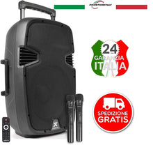 Carica l'immagine nel visualizzatore di Gallery, Altoparlante Professionale Portatile 12'+ 2 Microfoni Wireless UHF da 500W Batteria ricaricabile.