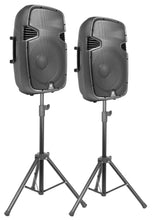 Carica l'immagine nel visualizzatore di Gallery, SISTEMA AUDIO AMPLIFICATO:COPPIA CASSE+COPPIA STATIVI+MICROFONO+MIXER