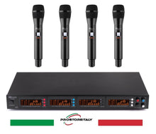 Carica l'immagine nel visualizzatore di Gallery, SET DI MICROFONI WIRELESS UHF 4X50 CANALI 4 MICROFONI PORTATILI PROFESSIONALI