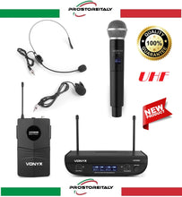 Carica l'immagine nel visualizzatore di Gallery, COPPIA MICROFONI : 1 ARCHETTO + 1 PALMARE WIRELESS UHF CON DISPLAY + VALIGETTA