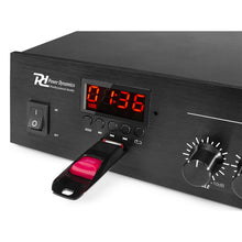 Carica l'immagine nel visualizzatore di Gallery, AMPLIFICATORE FILODIFFUSIONE 100 WATT IBRIDO 4-16 OHM+BLUETOOTH+RADIO FM+USB