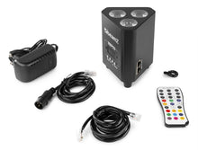 Carica l'immagine nel visualizzatore di Gallery, FARO 3 LED RGB DA DISCOTECA LUCE EFFETTO MULTICOLORE DMX CON BATTERIA INTEGRATA