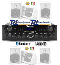 Carica l'immagine nel visualizzatore di Gallery, IMPIANTO AUDIO FILODIFFUSIONE 6 CASSE DA PARETE+AMPLIFICATORE+RADIO FM+BLUETOOTH