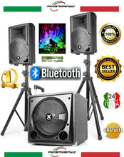 Cargar imagen en el visor de la galería, IMPIANTO AUDIO AMPLIFICATO ATTIVO:800 W MAX 2 CASSE+1SUB+BLUETOOTH+STATIVI+CAVI
