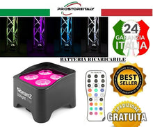 Cargar imagen en el visor de la galería, FARO 4 LED X 4W RGB DA DISCOTECA LUCE EFFETTO MULTICOLORE DMX CON BATTERIA INTEGRATA