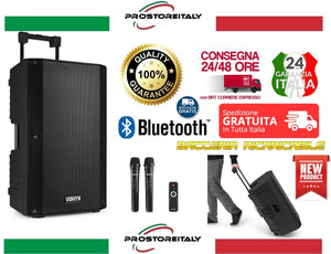 Altoparlante Professionale Portatile 15'+2 Microfoni Wireless UHF + Batteria