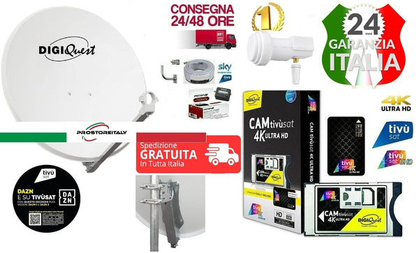 Kit Sat : Parabola 60 cm+Lnb+20 mt cavo+sat finder+Staffa L +Cam e Card Tivu sat Ultimo modello