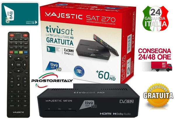 Decoder TIVUSAT +CARD TIVU SAT satellitare HD Majestic SAT 270