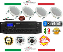 Carica l&#39;immagine nel visualizzatore di Gallery, IMPIANTO AUDIO ATTIVO FILODIFFUSIONE Amplificatore+6 Altoparlanti incasso.100V Bluetooth
