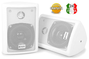 Coppia Diffusori Audio da parete muro  con Staffe 150W Max NERE O BIANCHE