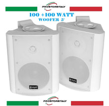 Load image into Gallery viewer, Coppia Diffusori Audio da parete con Staffe 100+100 Watt Max NERE o BIANCHE
