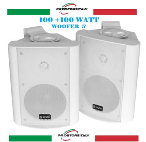 Coppia Diffusori Audio da parete con Staffe 100+100 Watt Max NERE o BIANCHE