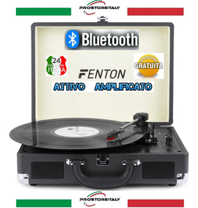 GIRADISCHI IN VALIGETTA IN PELLE 33-45-78 GIRI+BLUETOOTH+USB+ALTOPARLANTI INTEGRATI