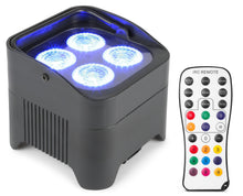 Carica l&#39;immagine nel visualizzatore di Gallery, FARO 4 LED RGB DA DISCOTECA LUCE EFFETTO MULTICOLORE DMX CON BATTERIA INTEGRATA
