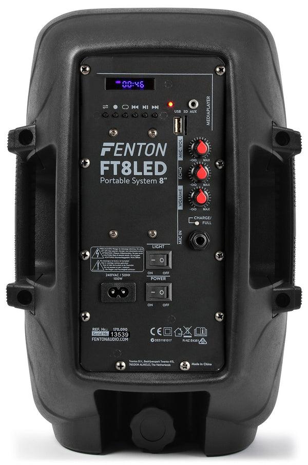 Cassa Audio Amplificata 300 W Max 8" Batteria Bluetooth Usb/Sd+Karaoke