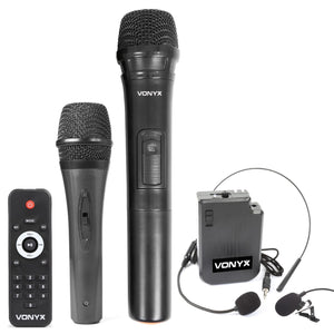 Vonyx AP1500PA Portatile Bluetooth, alimentati a Batteria, con Suono Altoparlanti PA Sistema Radio microfoni Wireless, 800 Watt