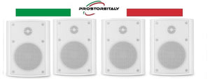 IMPIANTO AUDIO FILODIFFUSIONE ESTERNO 4 CASSE+AMPLIFICATORE+RADIO FM+BLUETOOTH+100 metri cavo