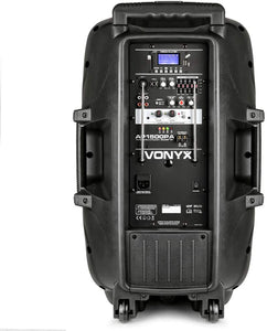 Vonyx AP1500PA Portatile Bluetooth, alimentati a Batteria, con Suono Altoparlanti PA Sistema Radio microfoni Wireless, 800 Watt