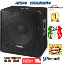 Carica l&#39;immagine nel visualizzatore di Gallery, Subwoofer Attivo Vonix 46 Cm SMWBA18MP3 Bi-AMP 18&quot;/1000W Max +Bluetooth+Usb
