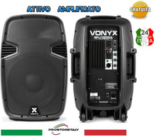 Carica l&#39;immagine nel visualizzatore di Gallery, CASSA AMPLIFICATA ATTIVA PROFESSIONALE VONIX 600W WOOFER 31 CM DJ PIANOBAR
