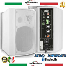 Carica l&#39;immagine nel visualizzatore di Gallery, COPPIA CASSE AMPLIFICATE PARETE BIANCHE MONITOR ATTIVE BLUETOOTH FILODIFFUSIONE
