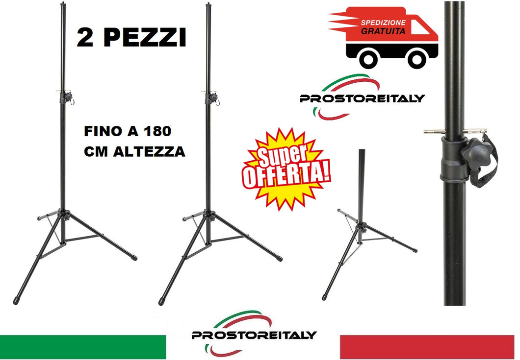 Coppia di Stativi Bts per Casse Audio Supporti per Diffusori Stand Treppiedi fino a 180cm