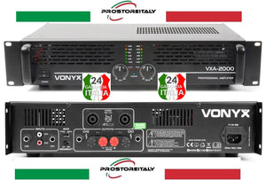 AMPLIFICATORE AUDIO PROFESSIONALE PA VXA-2000 2X 1000W 4-8 ohm Ponticellabile